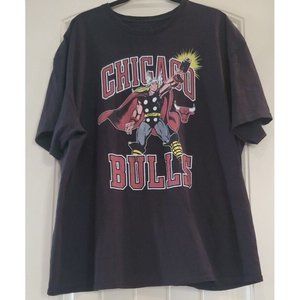 Marvel NBA Chicago Bulls Thor Black T Shirt Mens Sz 2XL NBA Basketball